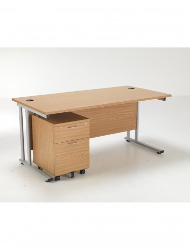 TC 1400mm Straight Desk Oak and Mobile Pedestal Bundle TWU1480BUNNOSV2