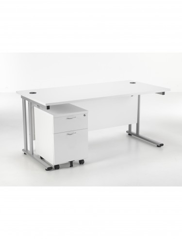 TC 1200mm Straight Desk White and Mobile Pedestal Bundle TWU1280BUNWHSV2