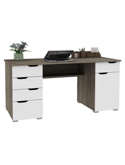 Home Office Desks Alphason Kentucky Dark Oak Desk AW1374DO