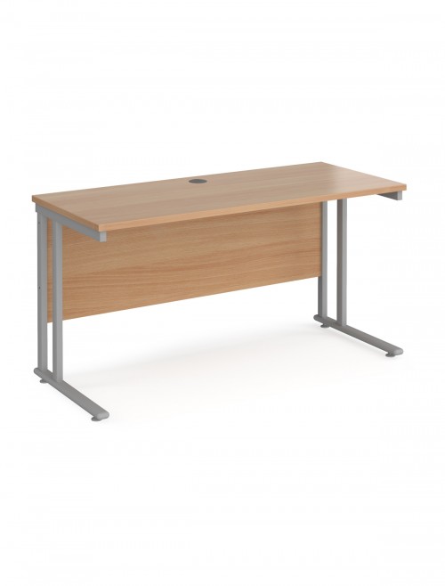 Beech Office Desk Maestro 25 Narrow Desk Cantilever 1400mm x 600mm