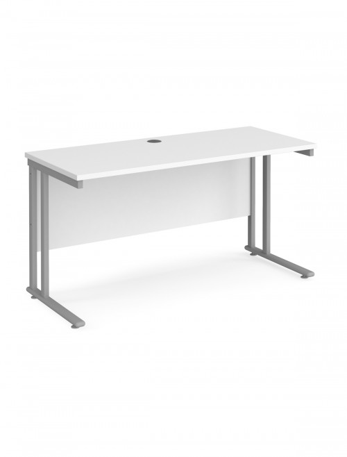 White Office Desk Maestro 25 Narrow Desk Cantilever 1400mm x 600mm