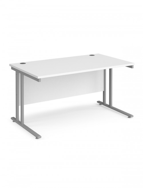 White Office Desk Maestro 25 Straight Desk Cantilever 1400mm x 800mm MC14SWH