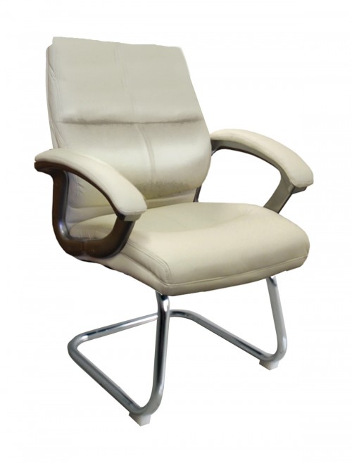 Visitor Chair Cream Leather Effect Greenwich Cantilever Chair BCP/T401/CM by Eliza Tinsley