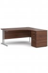 Righ Ergo Walnut Office Desk 1600mm Wide Maestro 25 and Desk High Pedestal EBS16RW by Dams - enlarged view