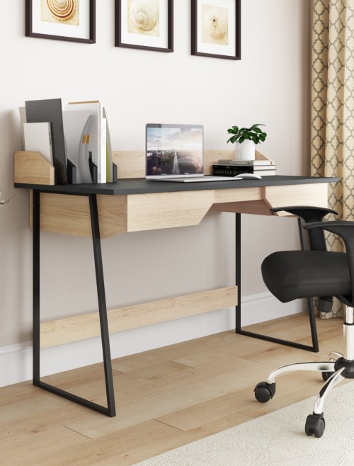 Home Office Desk Black and Oak Salisbury Computer Desk AW3100 by Alphason Dorel