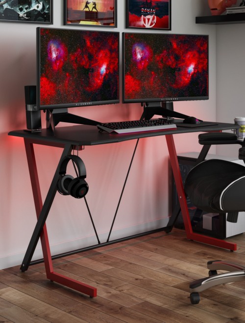 Gaming Desk Phantom Red and Black Home Office Desk AW9200 by Alphason Dorel