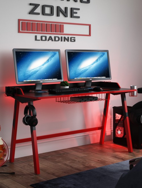 Gaming Desk Fuego Red and Black Home Office Desk AW9230 by Alphason Dorel