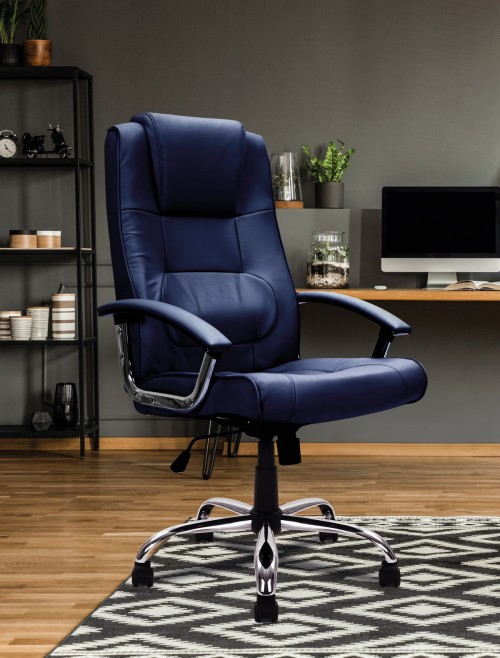 Office Chair Blue Leather Westminster Executive Chair DPA2008ATG/LBL by Eliza Tinsley