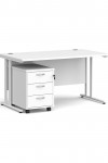 White Office Desk 1400mm Maestro and 3 Drawer Storage Pedestal Bundle SBS314WH by Dams - enlarged view