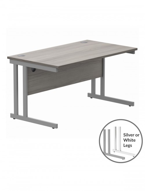 Office Desks TC Core Straight Desk Alaskan Grey Oak 1400x800mm CORE1480DUGOAK