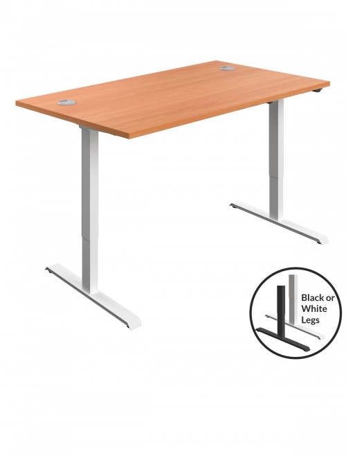 Standing Desk Beech Height Adjustable Desk 1400mm Wide ECSM1480CPBE by TC Office