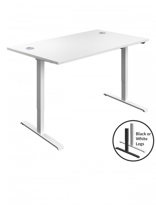 Standing Desk White Height Adjustable Desk 1400mm Wide ECSM1480CPWH by TC Office