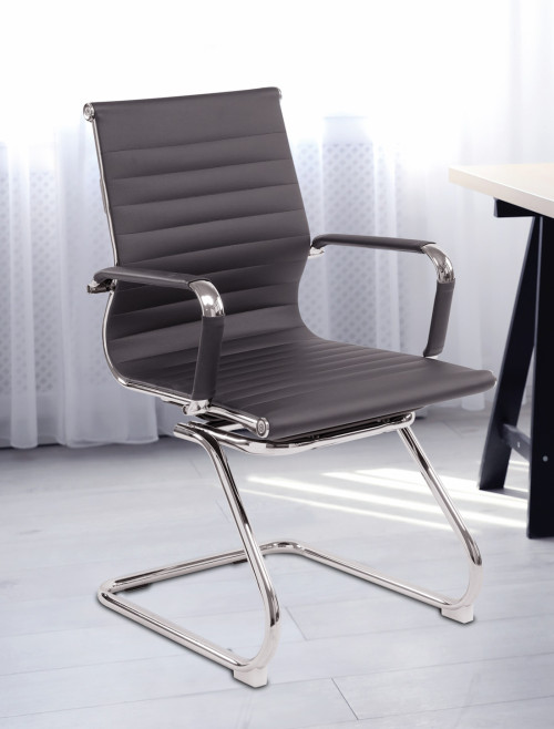 Bonded Leather Visitor Chair Aura Grey Office Chair BCL/8003AV/GY by Nautilus