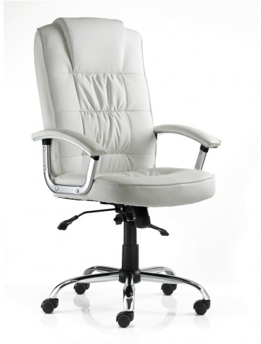 Moore Deluxe Executive White Leather Office Chair