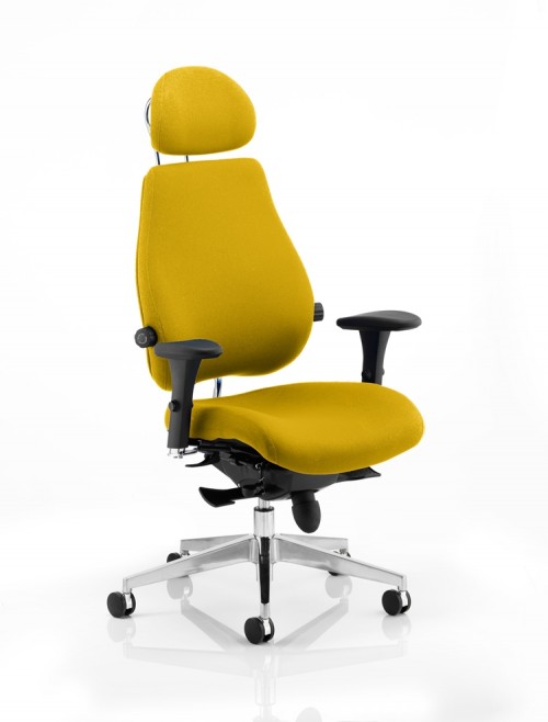 Office Chair Chiro Plus Ultimate Senna Yellow 24 Hour Ergonomic Chair KCUP0173 by Dynamic