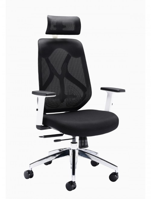 Office Chairs - Maldini High Back Mesh Office Chair CH0782WH