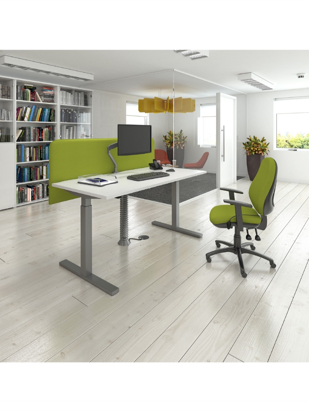 Office Desk 1600mm Elev8 Mono Sit Stand Desk EVM1600SWH 121 Office