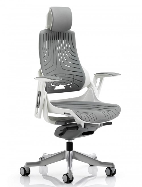 Zure Grey Executive Elastomer Office Chair w/ Headrest KC0164