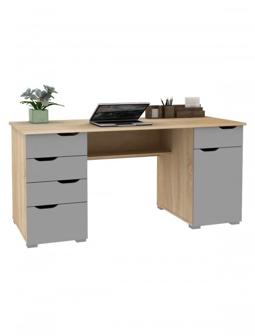 Home Office Desks Alphason Kentucky Light Oak Desk AW1374LO