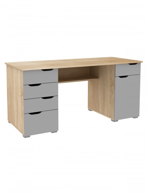 Home Office Desks Alphason Kentucky Light Oak Desk AW1374LO