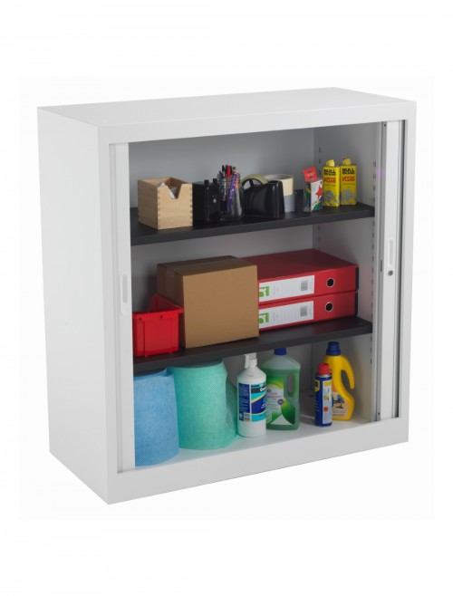 Talos 1050mm Metal Tambour Cupboard White TCSOT1050WH by TC Office