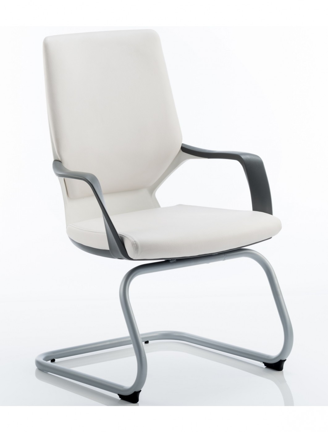 Dynamic Xenon White Leather Visitors Chair With White Shell 121