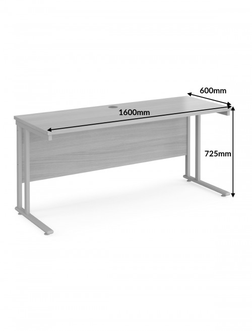 White Office Desk Maestro 25 Narrow Desk Cantilever 1600mm x 600mm - enlarged view