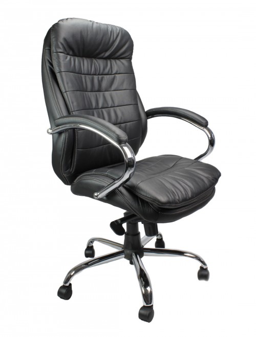 Office Chair Black Leather Faced Santiago Executive Armchair 618KTAG/LBK by Eliza Tinsley