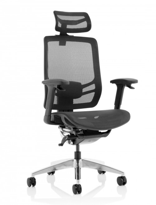 Mesh Office Chair Black Ergo Click 24hr Chair with Headrest KC0297 by Dynamic