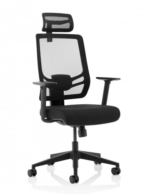 Mesh Office Chair Black Ergo Twist Chair with Headrest KC0298 by Dynamic