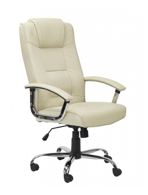 Office Chair Cream Leather Faced Houston Executive Chair AOC4201A-L-CM by Alphason