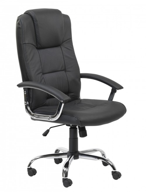 Office Chair Black Leather Faced Houston Executive Chair AOC4201A-L-BK by Alphason