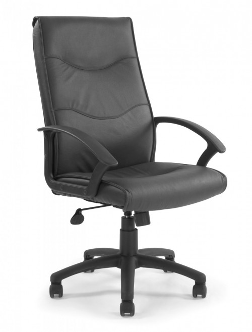 Office Chair Black Leather Faced Swithland Executive Chair DPA2007ATG/LBK by Eliza Tinsley