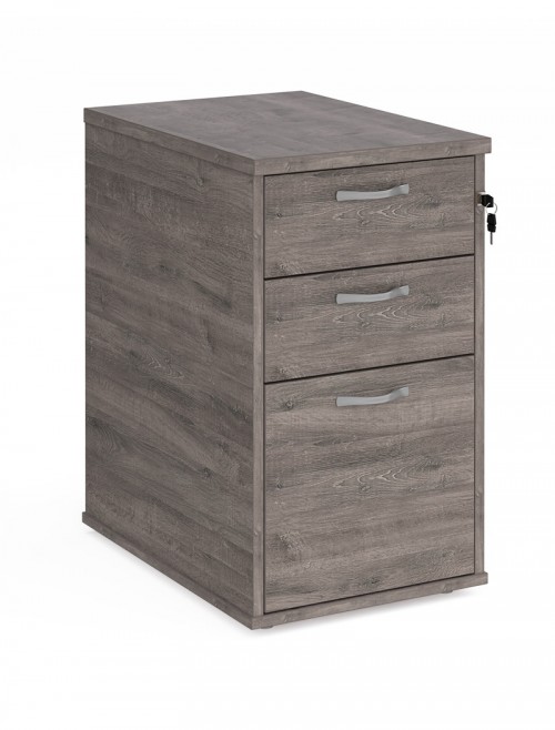 Desk High Pedestal Grey Oak 3 Drawer Storage Pedestal 600mm Deep R25DH6GO by Dams