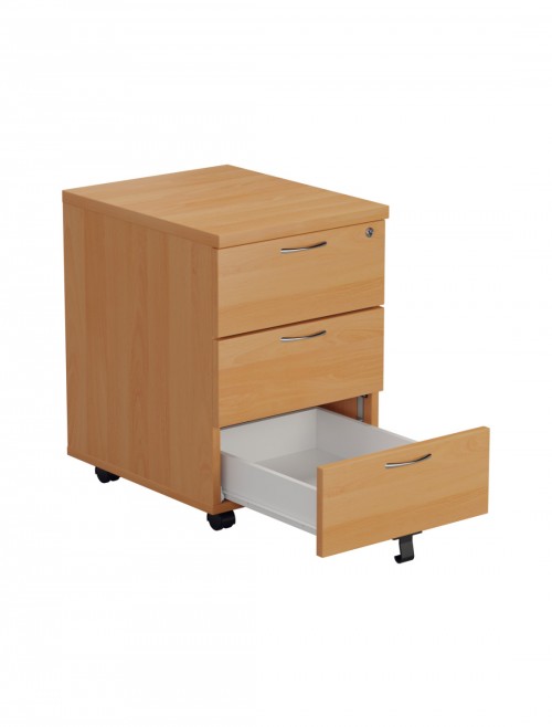 Office Storage Beech 3 Drawer Mobile Pedestal TESMP3BE2 by TC