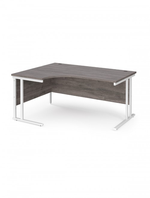 Left Ergo Grey Oak Office Desk 1600mm Wide Maestro 25 and Desk High Pedestal EBWH16LGO by Dams