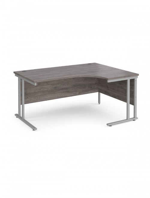 Right Ergo Grey Oak Office Desk 1600mm Wide Maestro 25 and Desk High Pedestal EBS16RGO by Dams