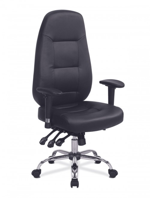 Black Office Chair Leather Faced Babylon 24 Hour Operator Chair BCL/R440/BK by Eliza Tinsley