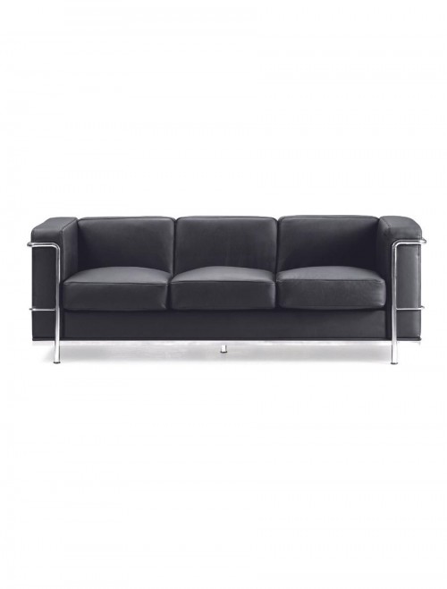 Reception Sofa Black Belmont Three Seater Sofa Leather Faced BSL/X202/BK by Eliza Tinsley
