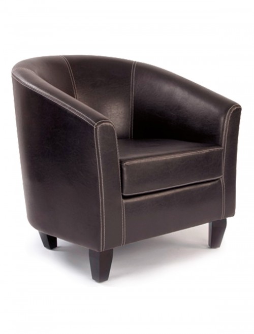 Reception Chair Brown Metro Tub Armchair Leather Effect 7788/BW by Eliza Tinsley Nautilus