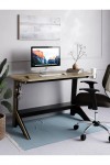 Home Office Desk Oak and Black Jersey Computer Desk AW3622 by Alphason - enlarged view