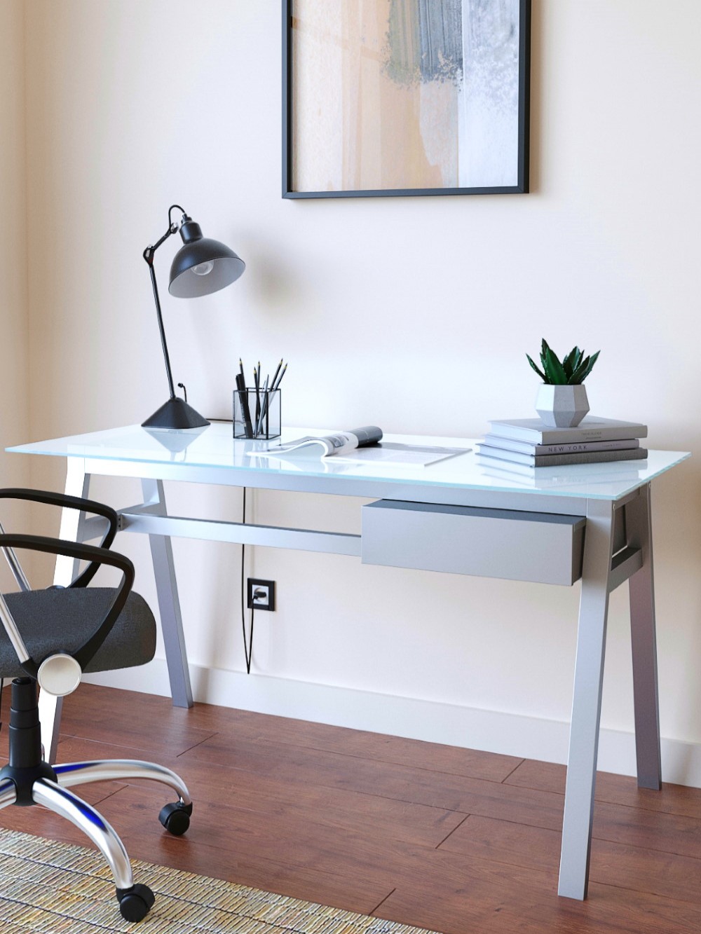 White home office shop desk
