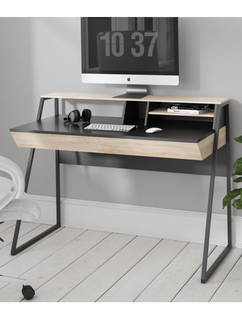 Home Office Desk Oak and Black Salcombe Computer Desk AW3160 by Alphason