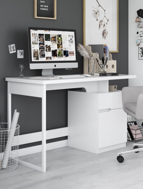 Home Office Desk White Bridport Computer Desk AW3130 by Alphason Dorel