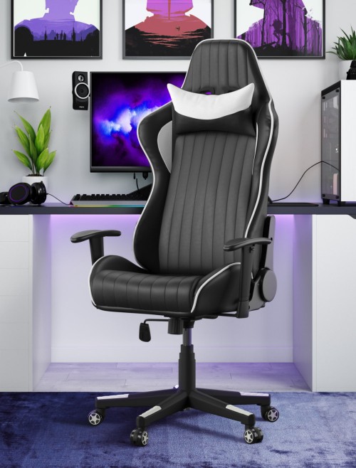 Gaming Chair Senna Racing Chair AOC5126WHI Black White by Alphason