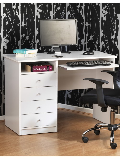 Home Office Desk White Marymount Workstation AW22813-WH by Alphason
