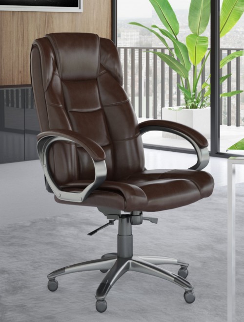 Office Chair Brown Leather Faced Northland Executive Chair AOC6332-L-BR by Alphason