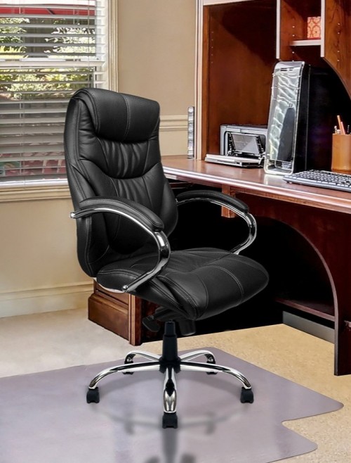 Office Chair Black Leather Faced Sandown Executive Chair DPA617KTAG/LBK by Eliza Tinsley