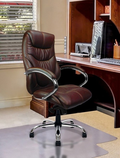 Office Chair Brown Leather Faced Sandown Executive Chair DPA617KTAG/LBW by Eliza Tinsley