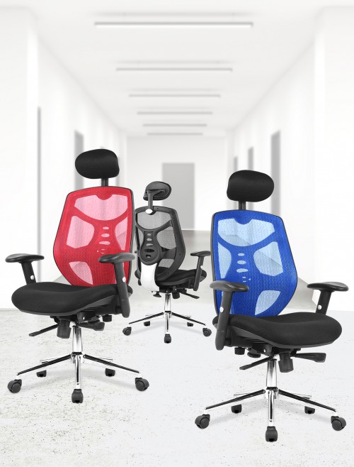 Mesh Office Chair Red Polaris Executive Chair with Headrest BCM/K113/RD by Eliza Tinsley